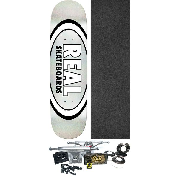 Real Skateboards Oval Easy Rider Chrome Metallic Skateboard Deck - 8.5" x 31.85" - Complete Skateboard Bundle